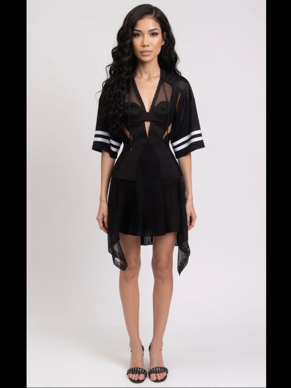 ALEXANDER WANG Athletic Mesh Hybrid Football Dress US2 UK6 IT38 XS $1995